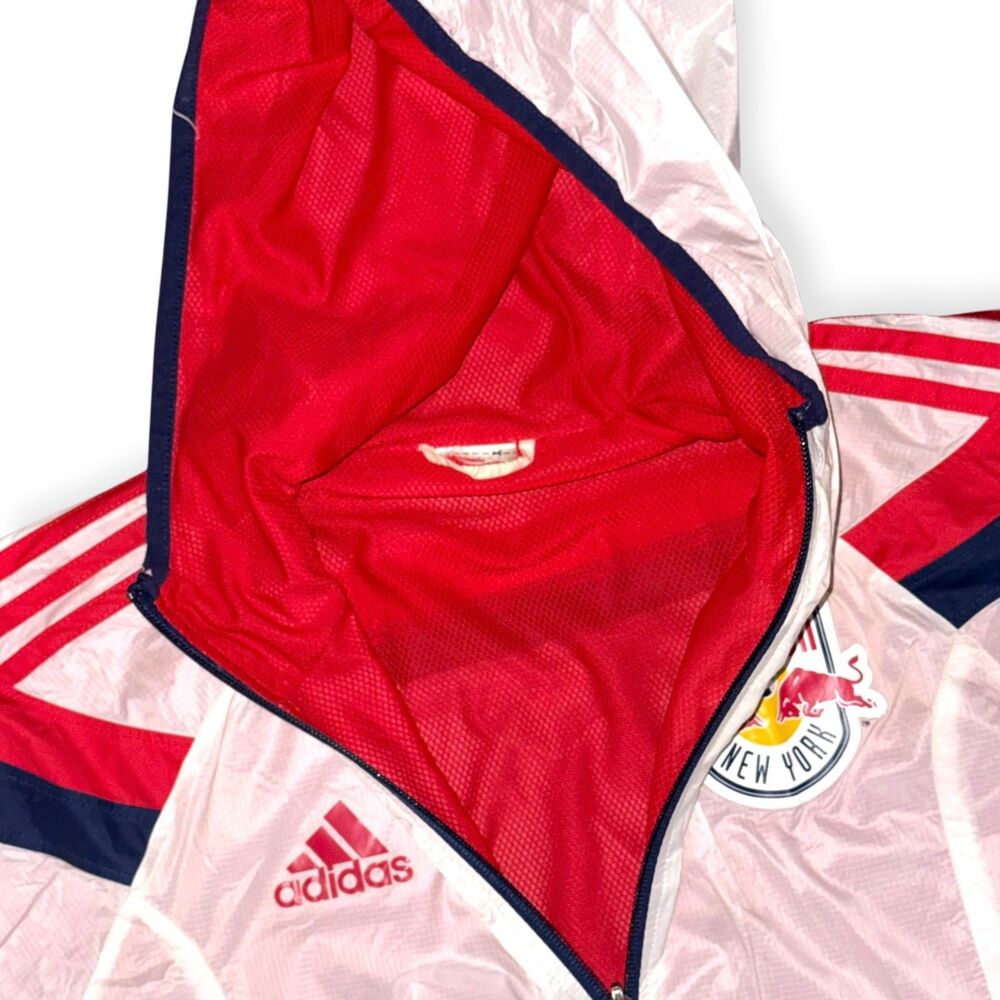 Adidas Vintage Very Rare Anthem MLS NY Red Bull Woven Nylon Jacket White Small - Picture 4 of 6